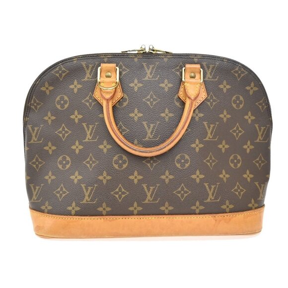 LOUIS VUITTON LV Logo Alma Hand Bag Monogram Leather Brown France - Picture 3 of 15